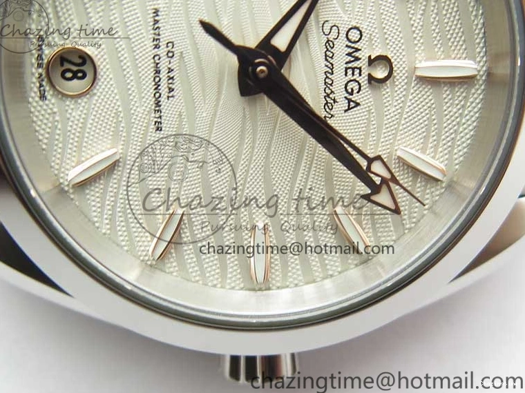 0730 Aqua Terra 150M 34mm Ladies SS VSF 1:1 Best Edition White Wave Dial RG Markers on SS Bracelet A WrinkleFree 7928